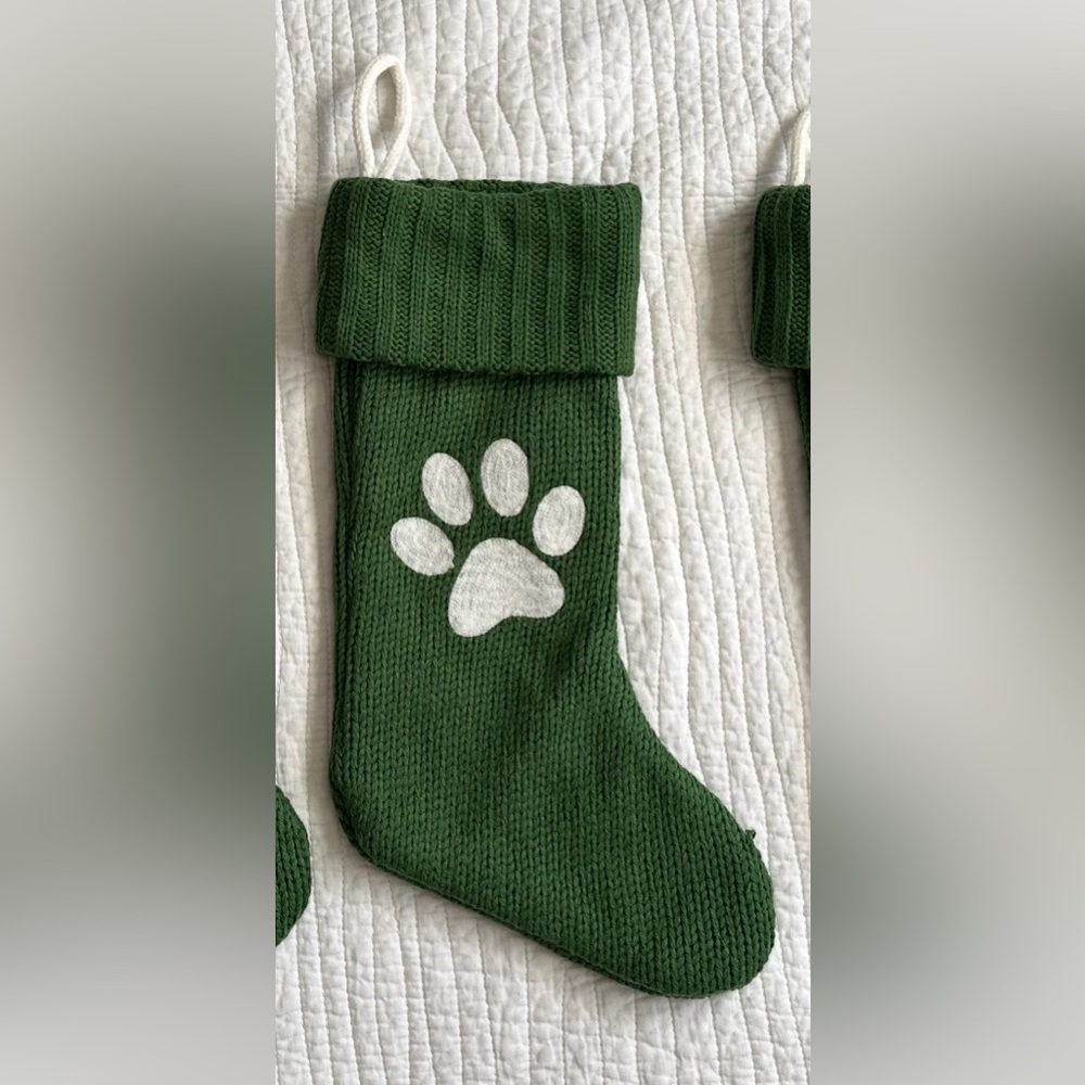 Wondershop Green Stocking with White Paw Print